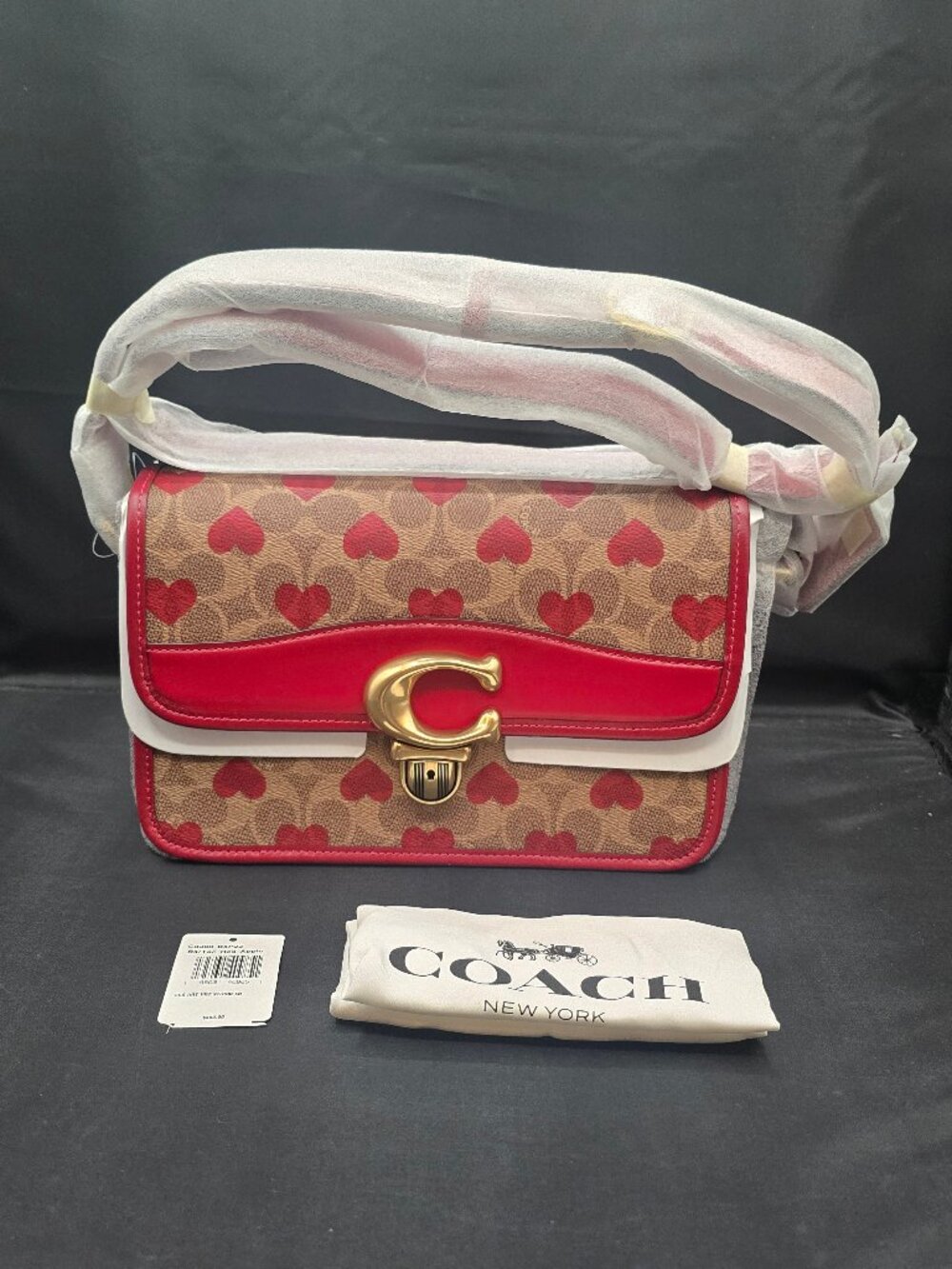 Coach Studio Shoulder Bag in Signature Canvas with Heart Print C8388